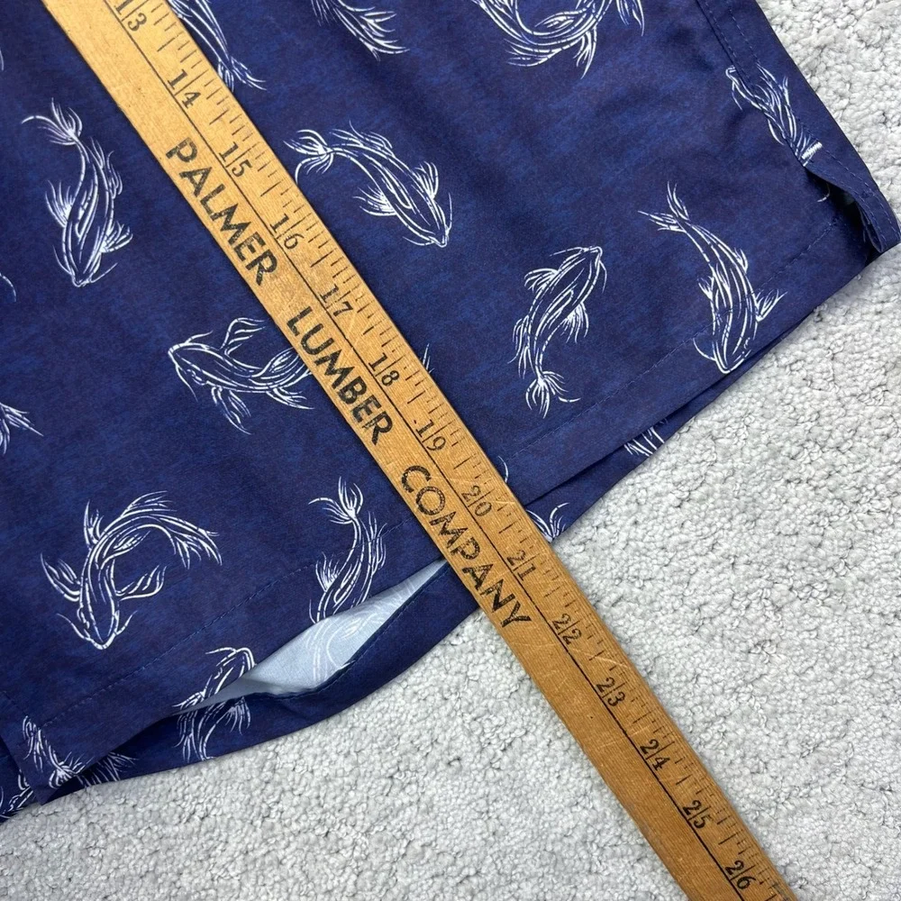 Peter Millar Seaside Board Shorts Mens XL Blue Koi Fish Print Lined Beachwear